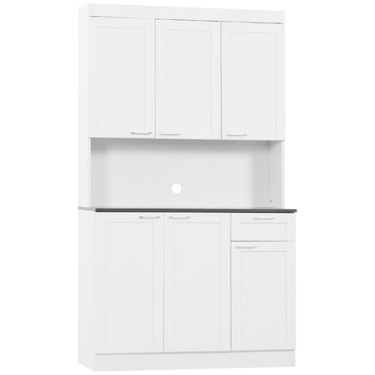 71" Kitchen Pantry Cabinet, Storage Buffet with Hutch, Adjustable Shelves for Living Room, High Gloss White