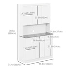 71" Kitchen Pantry Cabinet, Storage Buffet with Hutch, Adjustable Shelves for Living Room, High Gloss White Multi Market World Inc.