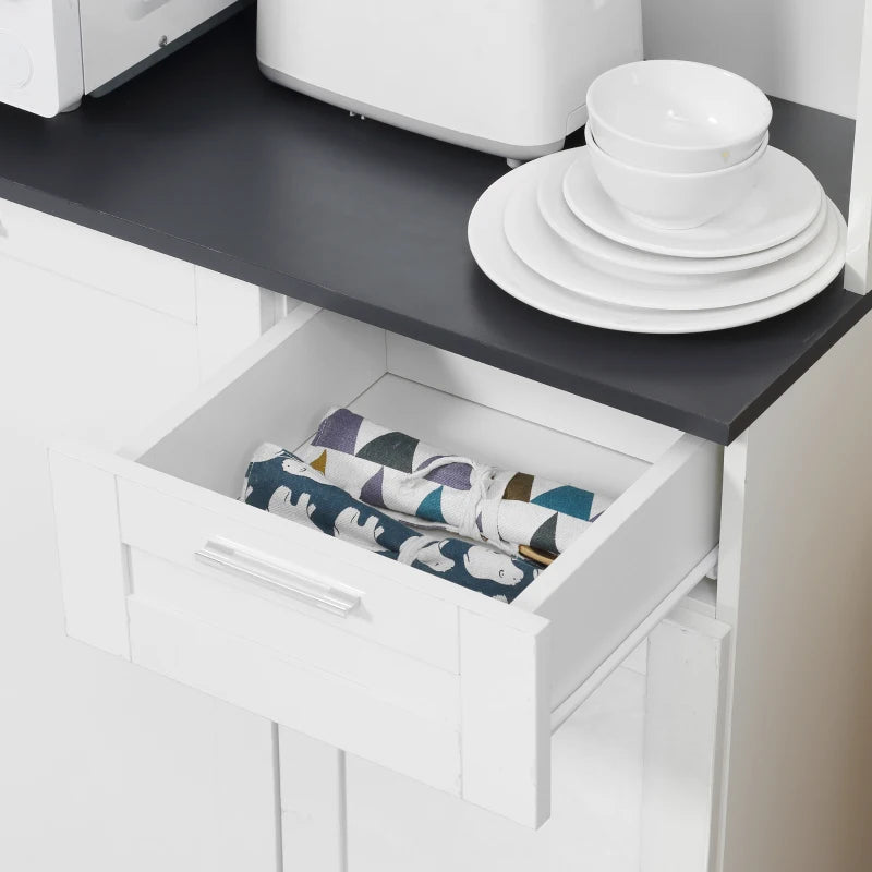 71" Kitchen Pantry Cabinet, Storage Buffet with Hutch, Adjustable Shelves for Living Room, High Gloss White Multi Market World Inc.