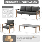 4-Piece Modern Outdoor Patio Furniture Set - 80" 3-Seat Sofa, 2 Ergonomic Armchairs with Adjustable Trays, and Large Metal Slat Coffee Table Multi Market World Inc.