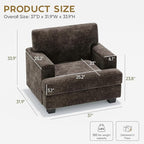 Bouclé Accent Chair with Hidden Armrest Storage, Chenille Armchair, 37" Deep Comfy Accent Chair with Extra Wide Seat Multi Market World Inc.