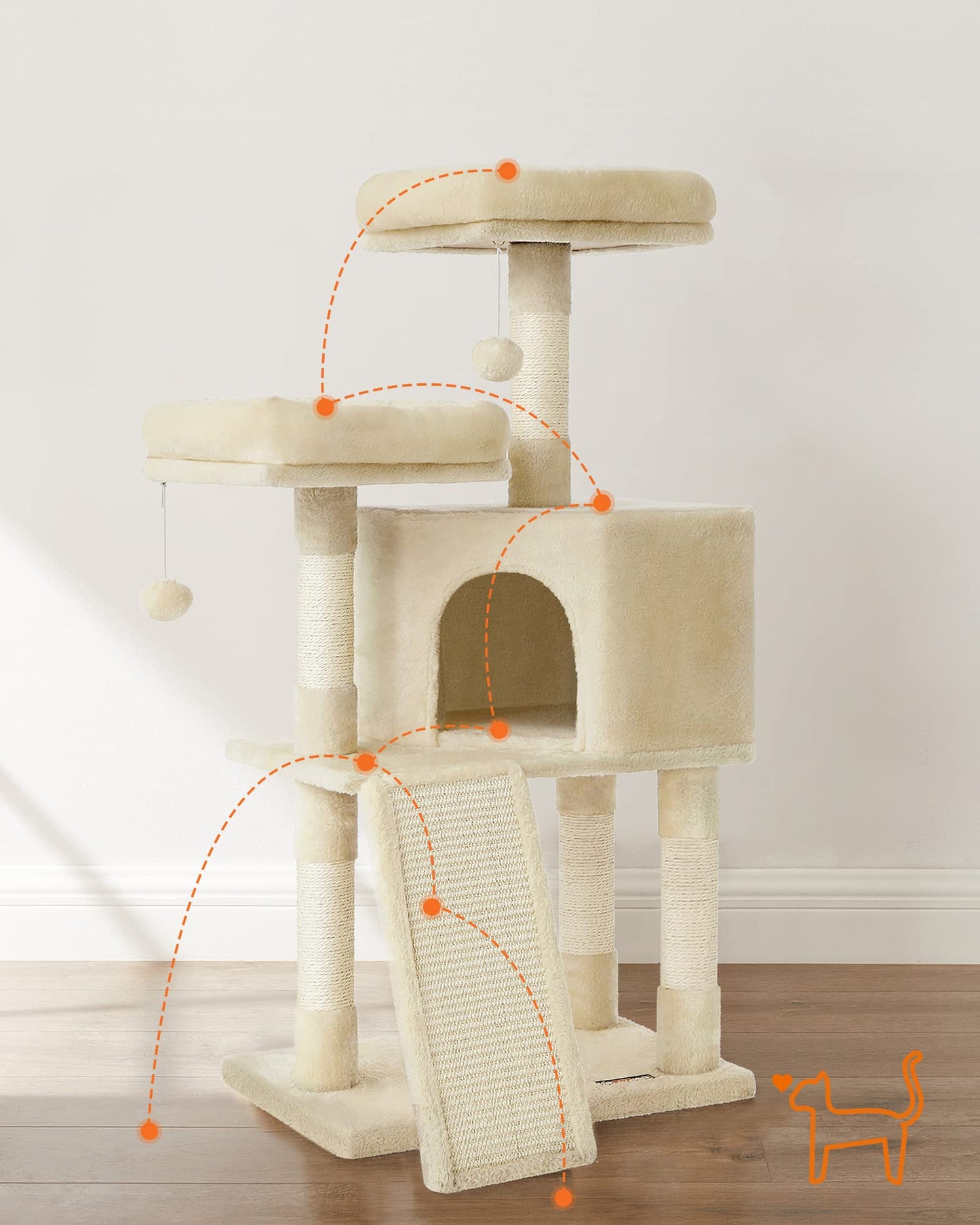 Cat Tree 2 Perches 2 Caves