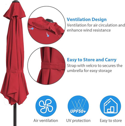 Outdoor Patio Umbrella, 9 FT, Dual-Vented Canopy with Crank and Tilt Function Pool, Deck, and Backyard