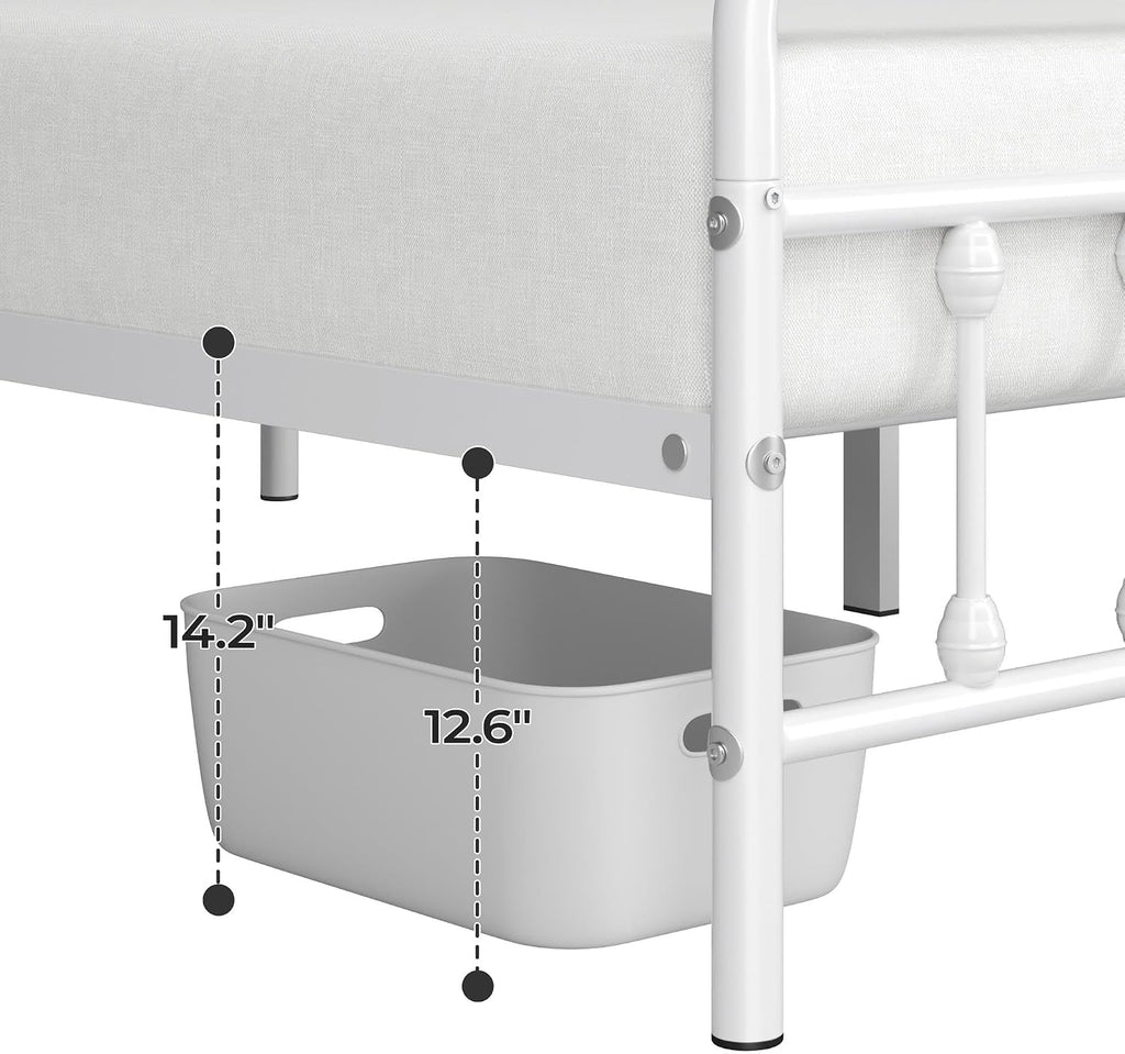 Metal Frame Bed, White, Twin size,  Iron Headboard and Footboard Multi Market World Inc.