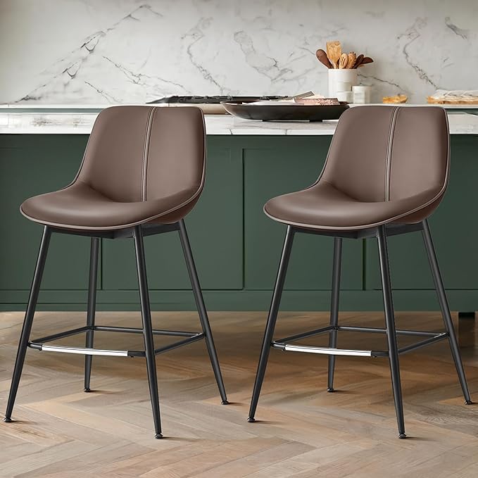 Set of 2 Counter Height Bar Stools with PU Multi Market World Inc.