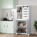 63.5" White Kitchen Pantry Cabinet with Sliding Barn Door Multi Market World Inc.
