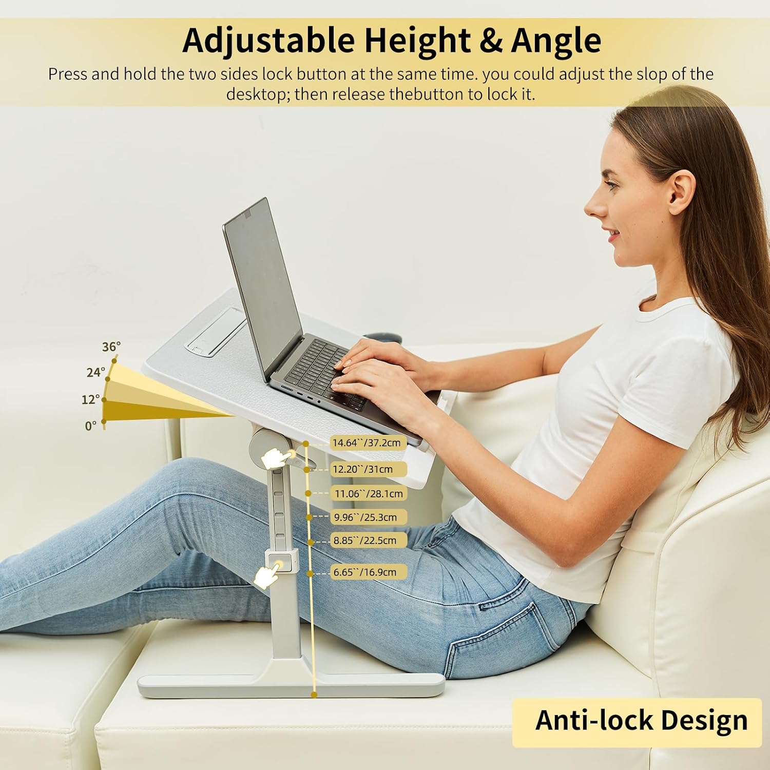 Adjustable Laptop Bed Desk with LED Light & Storage Drawer, Portable Lap Table Stand Multi Market World Inc.