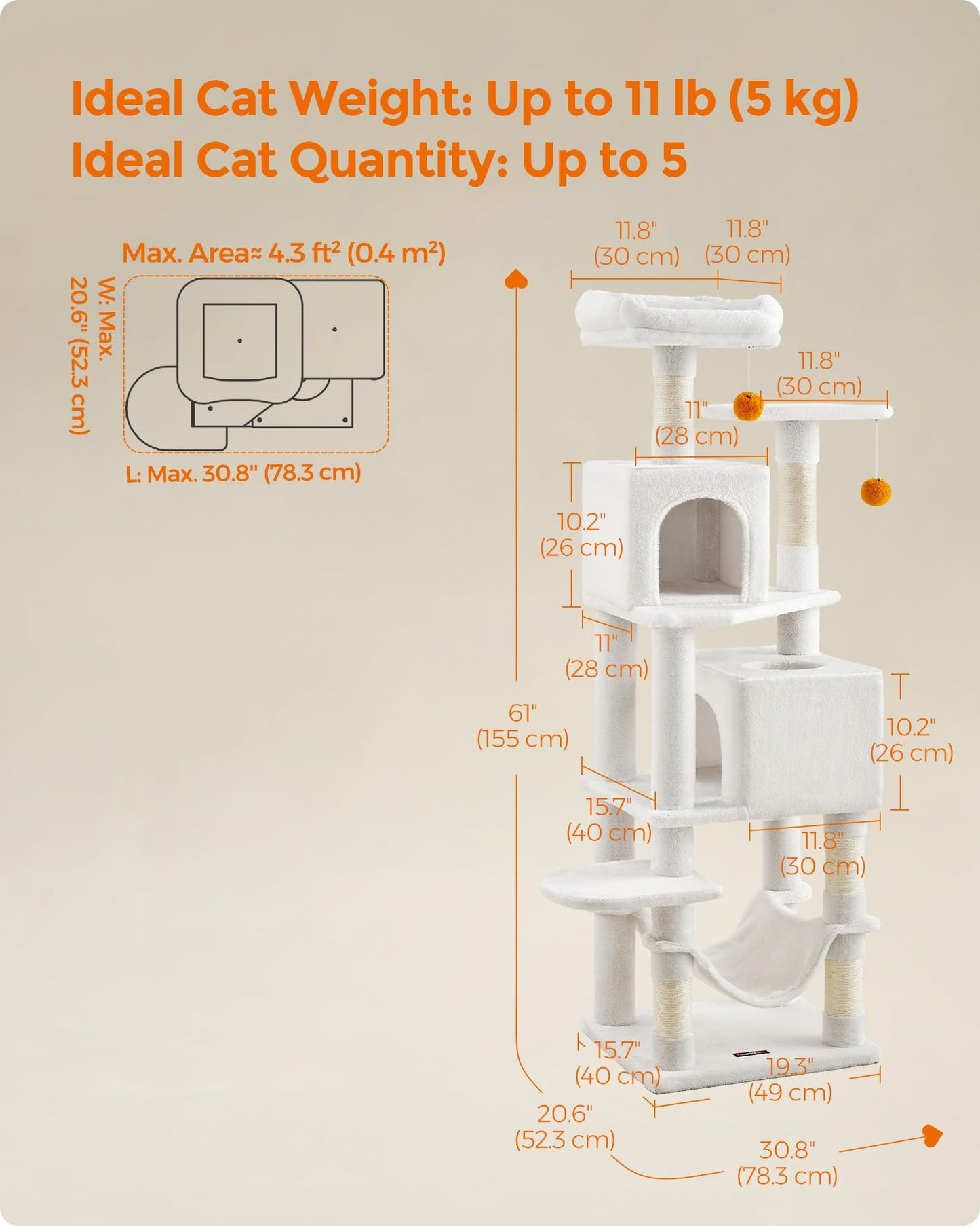 Cat Tree 2 Perches 2 Caves
