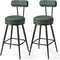 Set of 2 Swivel Counter Height Bar Stools – 25.6" Tall Mid-Century Modern Bar Chairs with Backrest, Synthetic Leather Upholstery Multi Market World Inc.