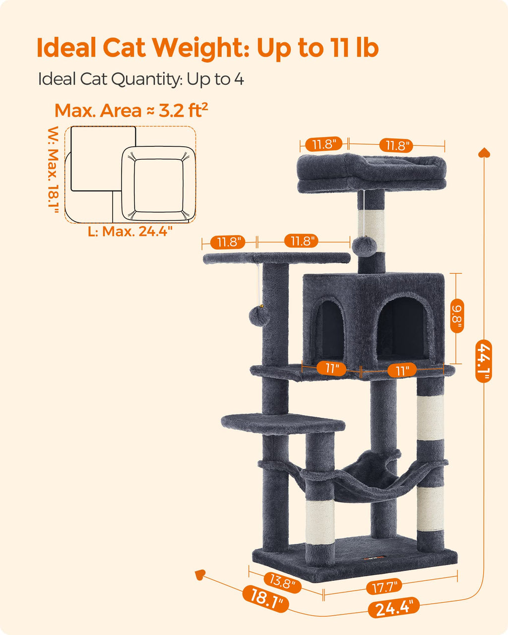Cat Tree 2 Perches 2 Caves Multi Market World Inc.