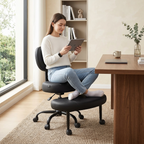 Ergonomic Cross-Legged Office Chair with Adjustable Footrest &amp; Lumbar Support Multi Market World Inc.