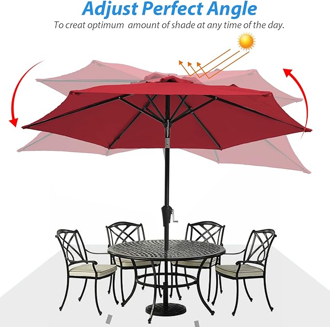 Outdoor Patio Umbrella, 9 FT, Dual-Vented Canopy with Crank and Tilt Function Pool, Deck, and Backyard
