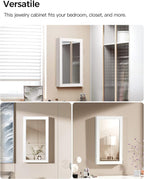 Wall Mount Mirror, Lockable Jewelry Cabinet, 3.9''D x 14.6''W x 26.4''H Multi Market World Inc.