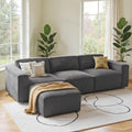 105” Cloud Sectional Couch - Modular Corduroy L-Shaped Sofa - Boneless Deep Seat Couch with Chaise - No Assembly Required - Dark Grey Multi Market World Inc.