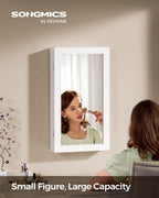Wall Mount Mirror, Lockable Jewelry Cabinet, 3.9''D x 14.6''W x 26.4''H Multi Market World Inc.