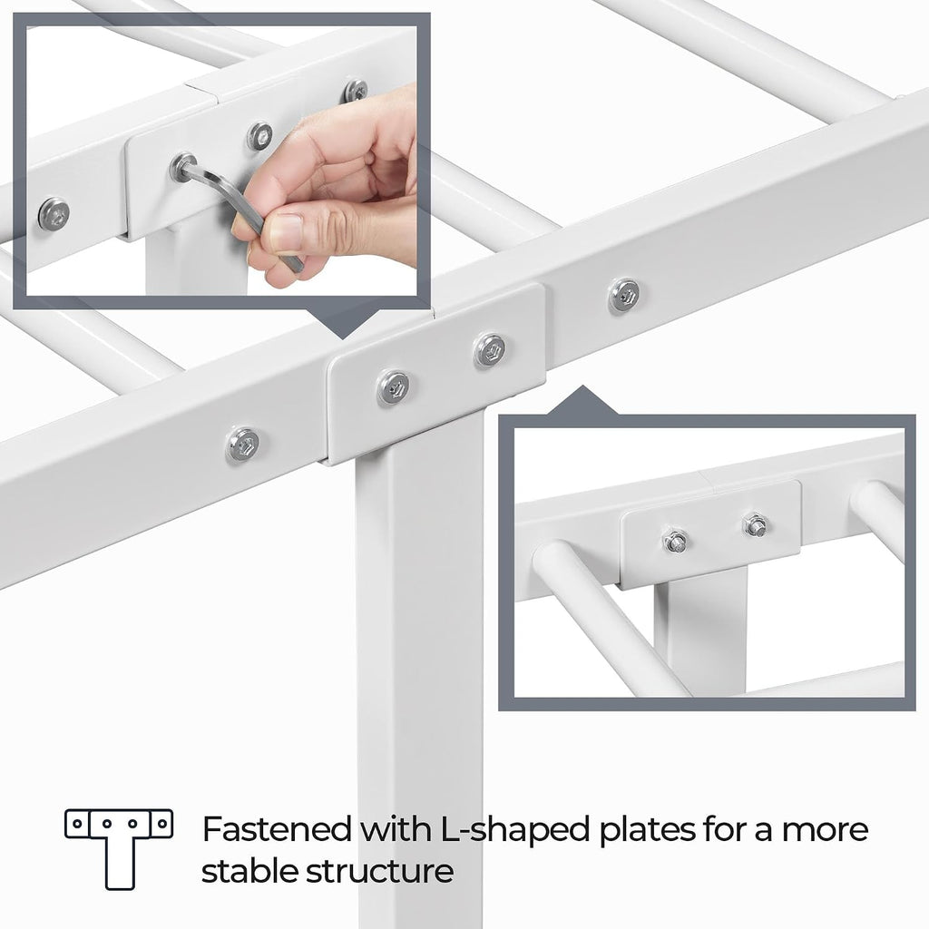 Metal Frame Bed, White, Twin size,  Iron Headboard and Footboard Multi Market World Inc.