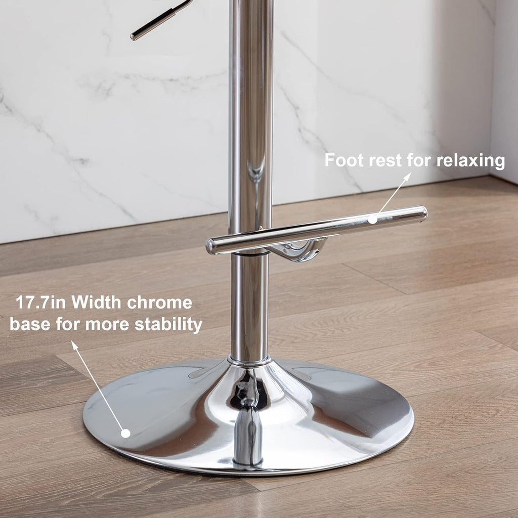 Set of 2 MMW Velvet Adjustable Bar Stool/ Barstools with Silver Base, Tufted High Back Swivel Bar Chair Multi Market World Inc.