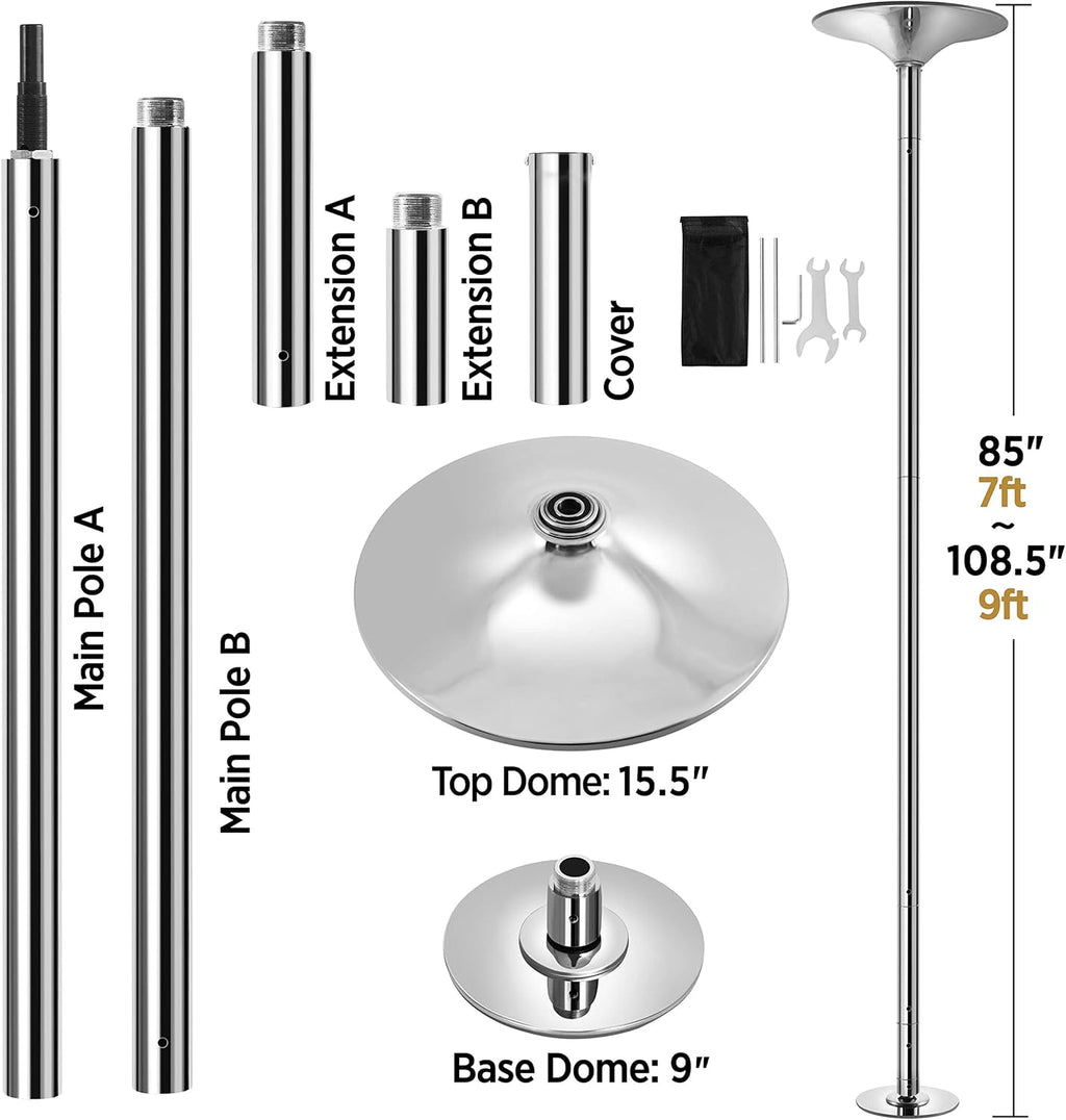 Heavy Duty Dance Pole, Silver, hold up to 500lb Multi Market World Inc.