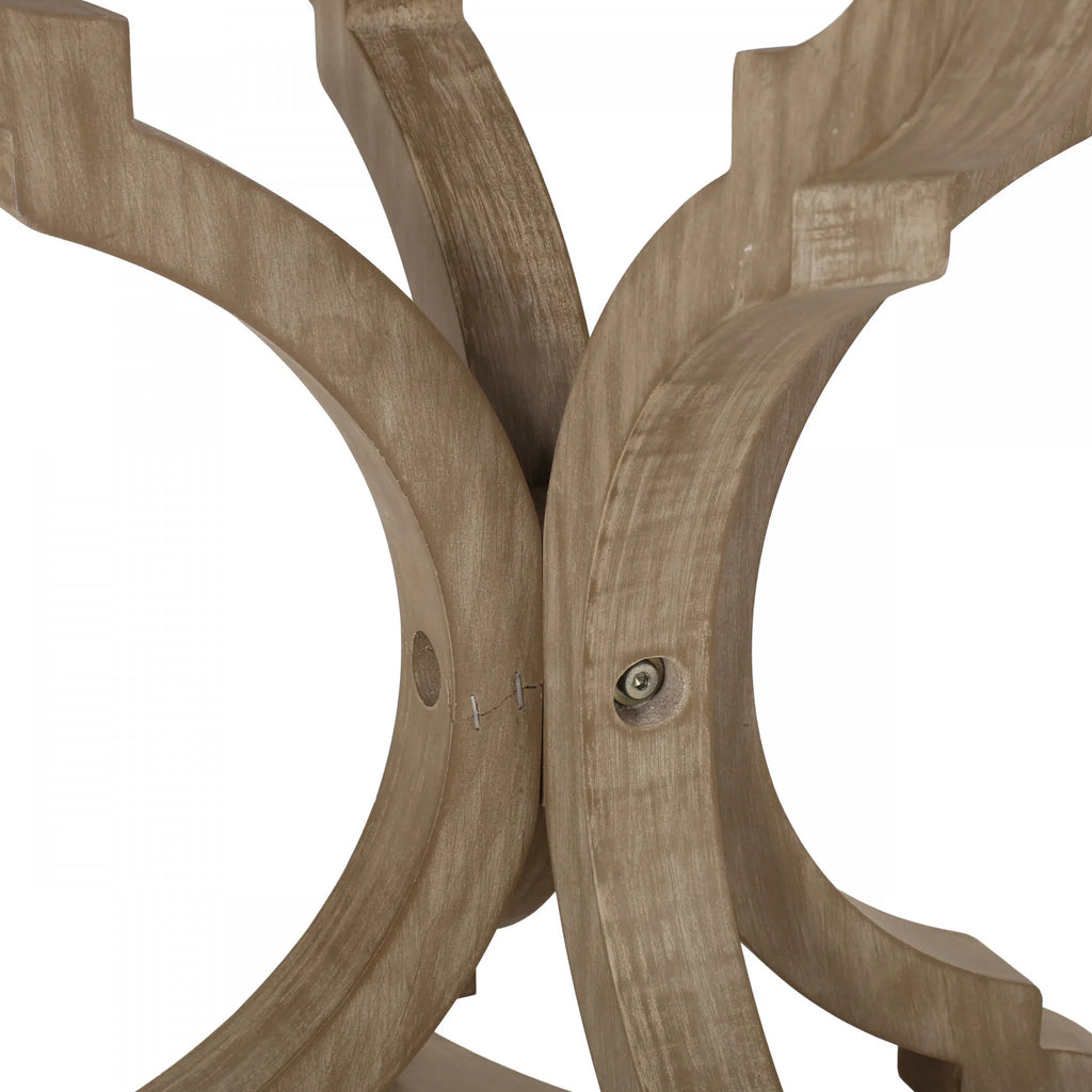 French Country Scalloped Wood Side Table with Pedestal Base, Wooden End Table/ Coffee Table Multi Market World Inc.