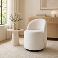 Contemporary Round Back Swivel Bouclé Vanity Chair Multi Market World Inc.