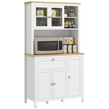5-Door Kitchen Pantry Cabinet, Freestanding Storage Cabinet Cupboard with Adjustable Shelves, 71"