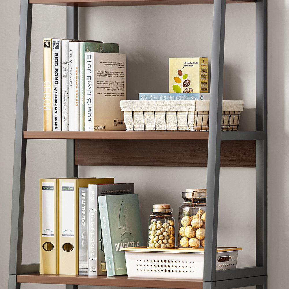 5 Tiers Metal Bookshelf,Free Standing Industrial Ladder Shelf with 2 Storage Drawers Multi Market World Inc.