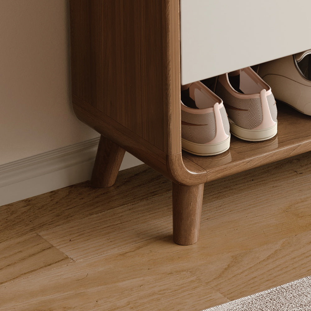 Shoe Storage Cabinet with Drawers - Walnut & Cream Multi Market World Inc.
