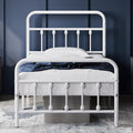 Metal Frame Bed, White, Twin size,  Iron Headboard and Footboard Multi Market World Inc.