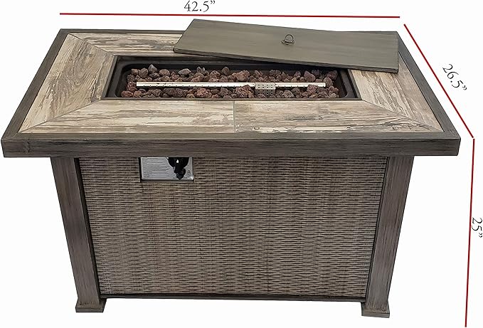 Gray Oak 50,000 BTU Propane Fire Pit Table - Aluminum & Steel Frame Multi Market World Inc.