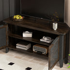 47" Farmhouse Corner TV Stand/ Accent Cabinet with Mesh Doors & Dark Wood Top - White Multi Market World Inc.