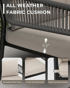 4-Piece Modern Outdoor Patio Furniture Set - All-Weather Rope Loveseat, 2 Accent Chairs, and Faux Marble Coffee Table with 4.5" Thick Cushions Multi Market World Inc.