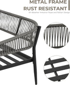4-Piece Modern Outdoor Patio Furniture Set - All-Weather Rope Loveseat, 2 Accent Chairs, and Faux Marble Coffee Table with 4.5" Thick Cushions Multi Market World Inc.