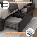 King Smart LED Platform Bed Frame with 4 Storage Drawers and Crystal Button,PU Black Multi Market World Inc.