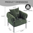 Sage Corduroy Accent Chair - Cozy Oversized Armchair with Matte Black Metal Frame - Mid-Century Industrial Reading Chair Multi Market World Inc.