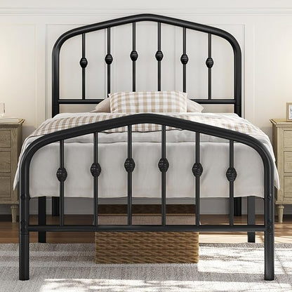 Metal Frame Bed, Black, Twin size,  Iron Headboard and Footboard
