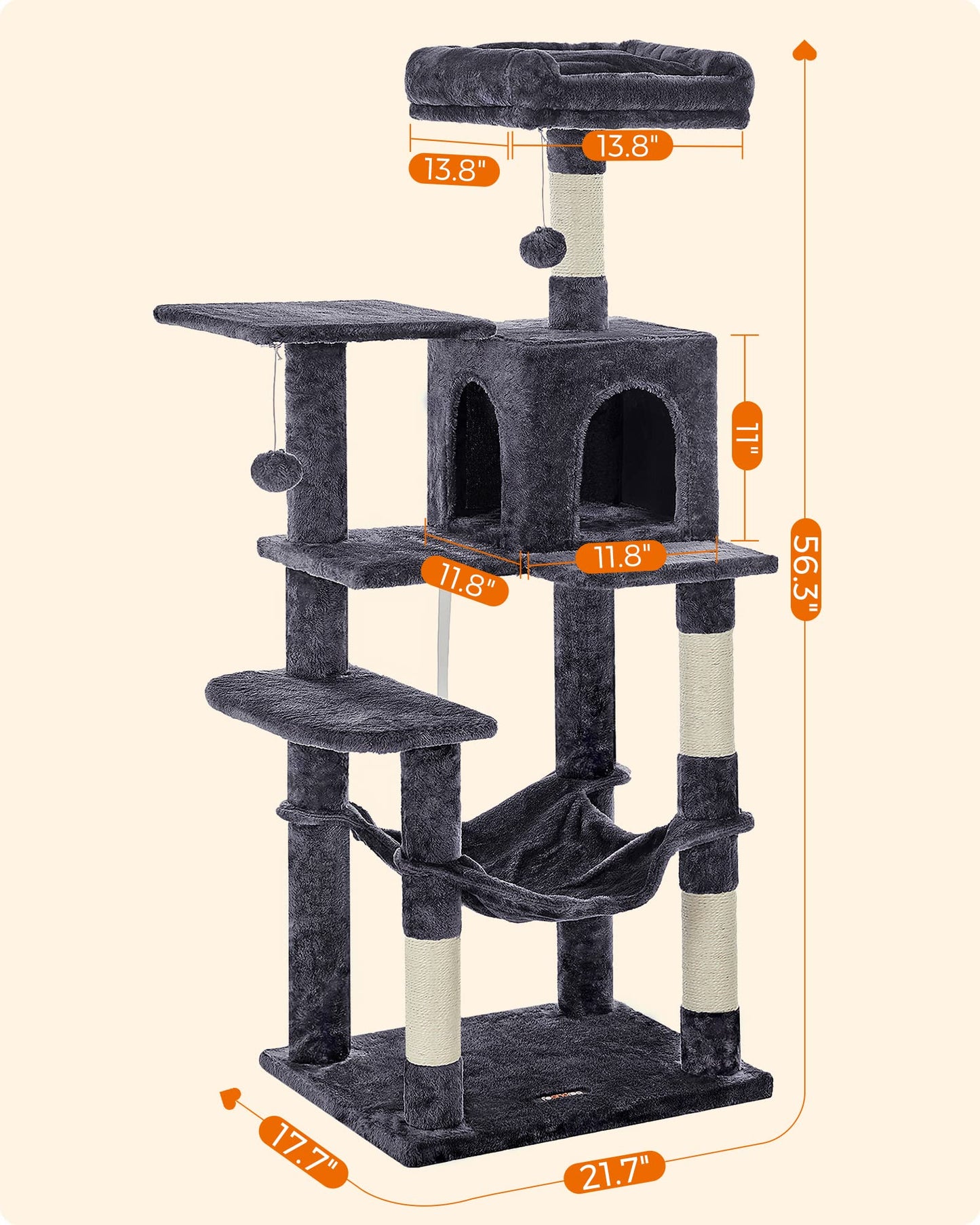 Cat Tree 2 Perches 2 Caves