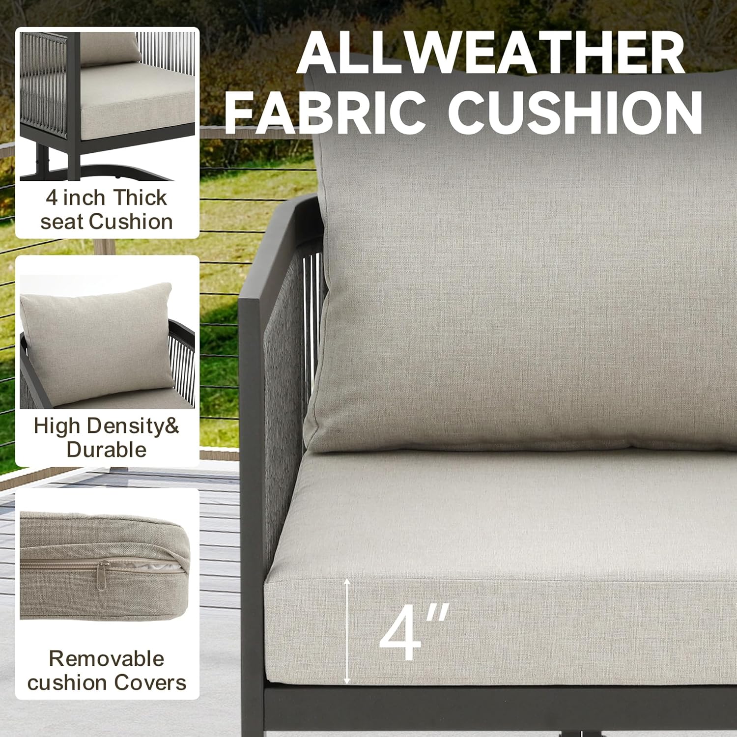 5-Piece Patio Furniture Set with 2-Seater Loveseat, 2 Accent Chairs, and Modular Marble-Style Tempered Glass Coffee Tables Multi Market World Inc.