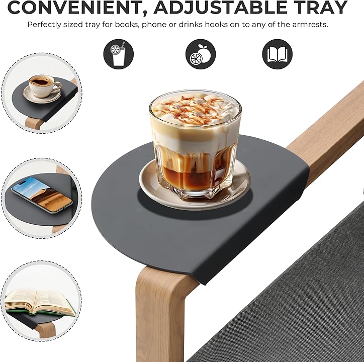 4-Piece Modern Outdoor Patio Furniture Set - 80" 3-Seat Sofa, 2 Ergonomic Armchairs with Adjustable Trays, and Large Metal Slat Coffee Table Multi Market World Inc.