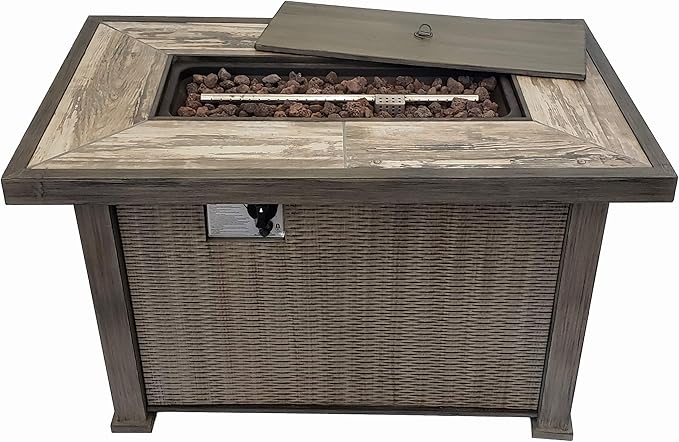 Gray Oak 50,000 BTU Propane Fire Pit Table - Aluminum & Steel Frame Multi Market World Inc.