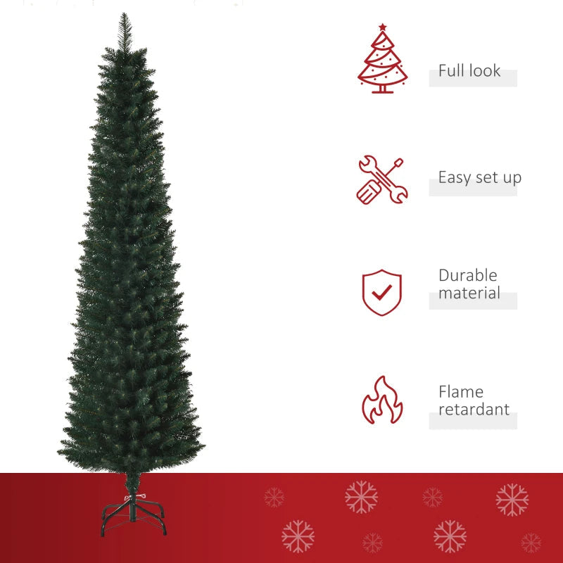 6FT Artificial Christmas Tree Xmas Pencil Tree Holiday Home Indoor Decoration with Foldable Black Stand for Party, Green Multi Market World Inc.