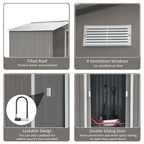 9.1' x 6.4' x 6.3 Garden Storage Shed w/Floor Foundation Outdoor Patio Yard Metal Tool Storage House w/ Double Doors Multi Market World Inc.