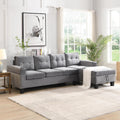 4-Seater L-Shaped Sectional Sofa with Storage Chaise, with High-Density Foam, Built-in Cup Holder for Living Room, Grey (fd) Multi Market World Inc.