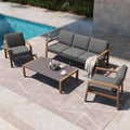 4-Piece Modern Outdoor Patio Furniture Set - 80" 3-Seat Sofa, 2 Ergonomic Armchairs with Adjustable Trays, and Large Metal Slat Coffee Table Multi Market World Inc.