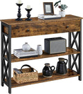 Industrial Console Table with Drawer – 100cm Narrow Entry Table with 2-Tier Storage Shelves and Metal Frame, Taupe Wood Multi Market World Inc.