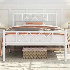 Metal Frame Bed, Black, Twin size,  Iron Headboard and Footboard Multi Market World Inc.