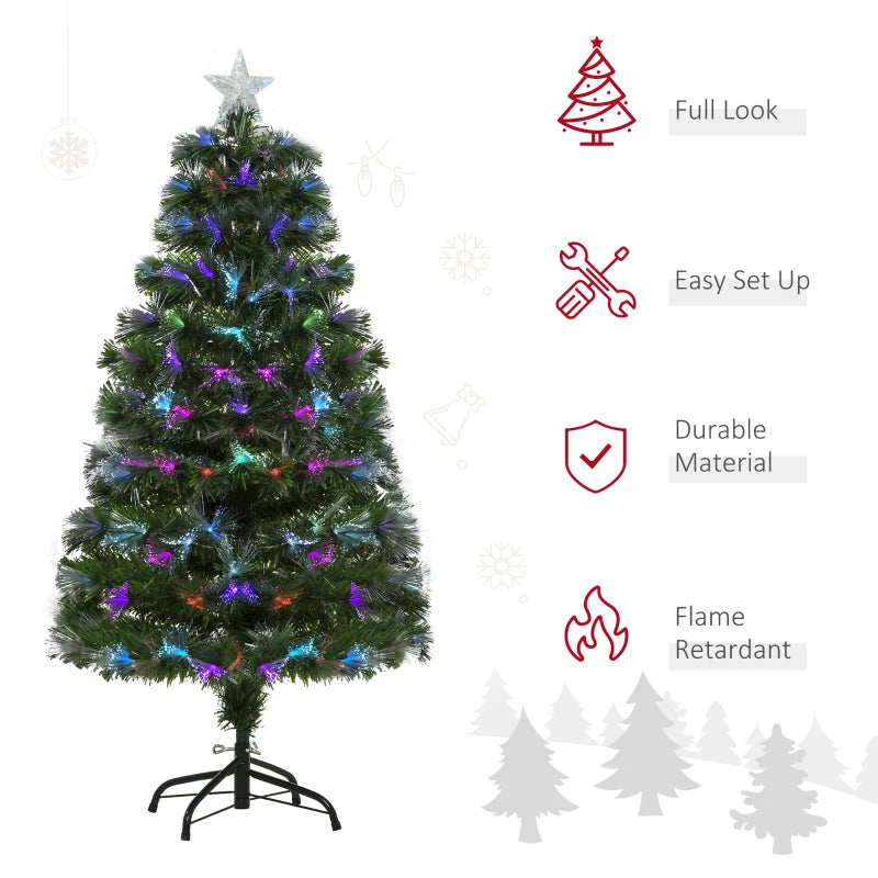 4ft Pre-Lit Optic Fiber Xmas Tree Artificial Spruce Tree Top Star Multi Market World Inc.