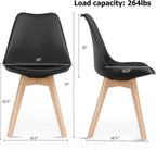 Dining Chairs Set of 4 Black Plastic Kitchen Counter Chairs with Faux Leather Padded Seat Solid Wood Legs Multi Market World Inc.
