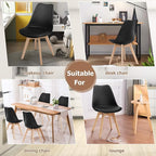 Dining Chairs Set of 4 Black Plastic Kitchen Counter Chairs with Faux Leather Padded Seat Solid Wood Legs Multi Market World Inc.