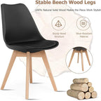 Dining Chairs Set of 4 Black Plastic Kitchen Counter Chairs with Faux Leather Padded Seat Solid Wood Legs Multi Market World Inc.