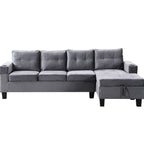 97.8" L-Shaped Velvet Sectional Sofa with Storage Chaise and Built-In Cup Holders Multi Market World Inc.